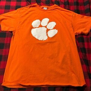 Orange Clemson Short Sleeve Tee with White Paw Print